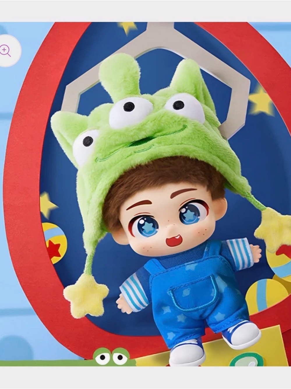 Cute Plush Baby Doll with Green Alien Hat by